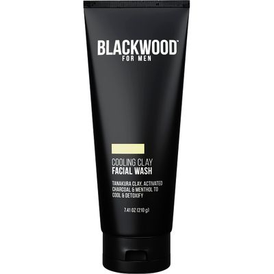 Blackwood For Men Cooling Clay Face Wash - Activated Charcoal, Menthol, &amp; Tanakura Clay Cleanser &amp; Mask for Deep Cleansing &amp; Acne Treatment - Sulfate Free, Paraben Free, &amp; Cruelty Free (7.41 oz)