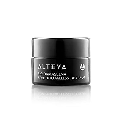 Alteya Organics Eye Cream Certified Organic Skin Care 0.51 Fl Oz/15 mL Bio Damascena Award-Winning Ageless Eye Contour Cream With Organic Bulgarian Rose Oil Brightening, Nourishing and firming