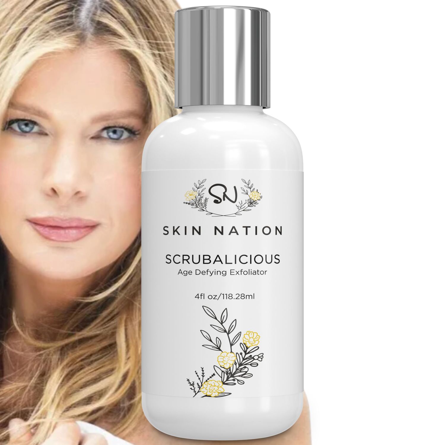 Age Defying Face Scrubber, Invigorating Exfoliating Face Wash, Gently Removes Dull, Dead Skin, Enriching Face Scrubber Exfoliator with Organic Aloe, Tea Tree &amp; Jojoba Beads For Healthy, Bright Skin