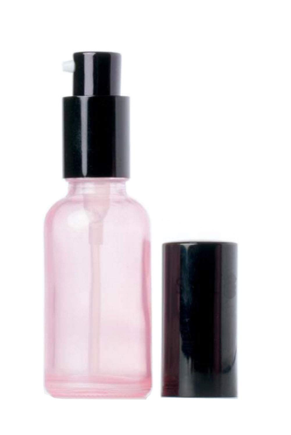 2PCS 1oz 30ML BPA Free Pink Glass Empty Portable Pump Lotion Bottles Press Jars Pot Container For Makeup Skin Care Foundations Cosmetic Serums Cream Liquid Essential Oils