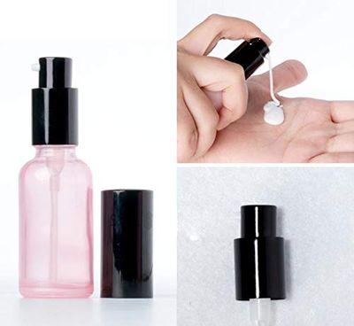 2PCS 1oz 30ML BPA Free Pink Glass Empty Portable Pump Lotion Bottles Press Jars Pot Container For Makeup Skin Care Foundations Cosmetic Serums Cream Liquid Essential Oils