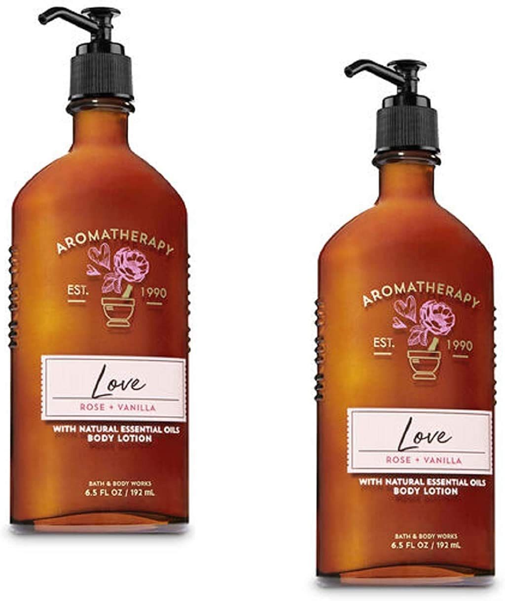 BATH AND BODY WORKS Aromatherapy LOVE - ROSE &amp; VANILLA Lot of 2 Body Lotion - Full Size
