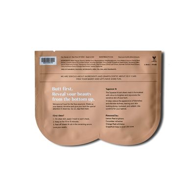BAWDY Squeeze It - Citrus Beauty Butt Mask - Illuminating + Rejuvenating Bum Mask - 2 Sheets, One for Each Cheek - Clean Beauty Mask for Your Butt (2 Sheets - Single Use)
