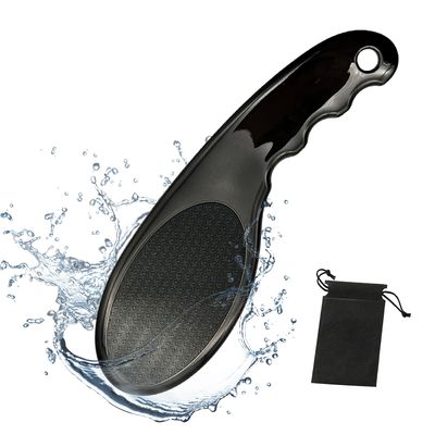 Glass Foot File, Foot Callus Remover with Glass Etching Technology, Portable Handheld Sized Foot Scraper for Cracked Heel for Wet and Dry Feet (Mysterious Black)