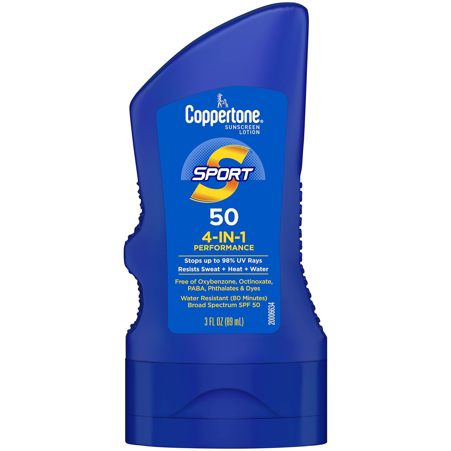 Coppertone SPORT Sunscreen SPF 50 Lotion, Water Resistant , Body Sunscreen Lotion, Travel Size , 3 Fl Oz