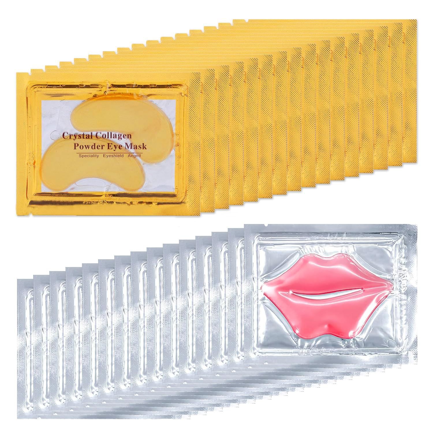 30 Pairs Lip Masks &amp; Eye Mask, 24K Collagen Crystal Under Eye Patches for Puffy Eyes and Dark Circles, Reduce Lip Wrinkles, Remove Dead Skin &amp; Anti Chapped, Effectively Nourishes the Lip &amp; Eye Skin