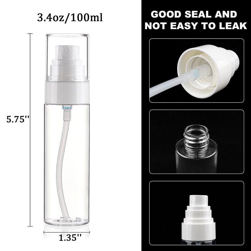 Fine Mist Spray Bottle Plastic Spray Bottles 3.4oz/100ml 2Pack Makeup Setting Sprayer TSA Approved Empty Cosmetic Refillable Travel Bottle Water Perfume Essential Oils Skincare Makeup Lotion Hair Mist
