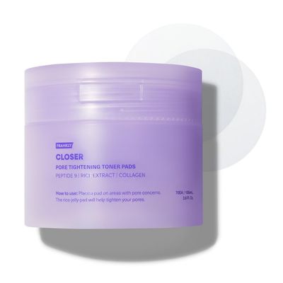 Frankly Closer Toner Pads 70pcs | Pore Minimizing &amp; Moisturizing Jelly Pads for Smooth Skin | 9 Peptides, Vegan Collagen &amp; Rice Extract | Vegan, Biodegradable, All skin types, Korean Skincare