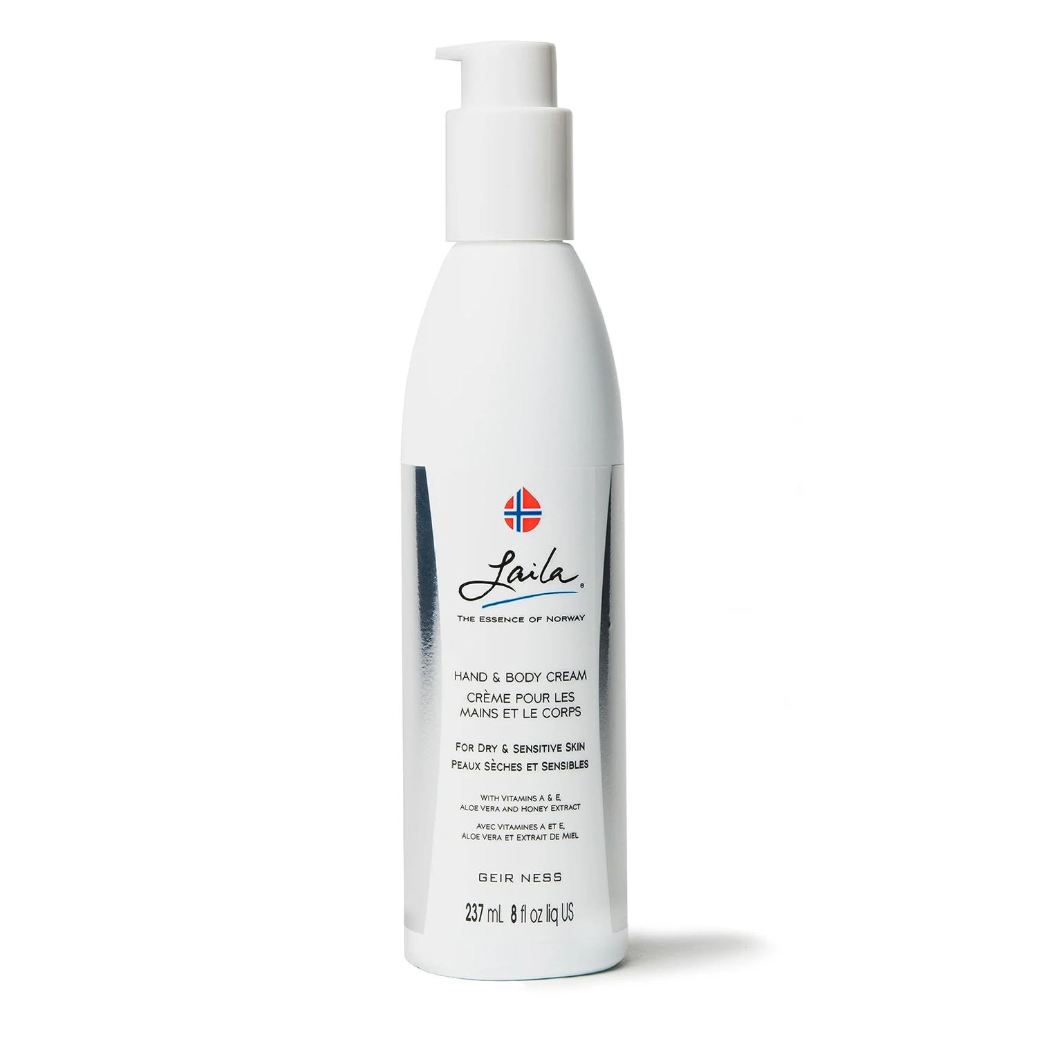 Geir Ness Laila Hand &amp; Body Cream - Skin Moisturizing and Nourishing Formula for Soft and Smooth Hands - Vitamin A &amp; E, Aloe Vera and Honey Extract