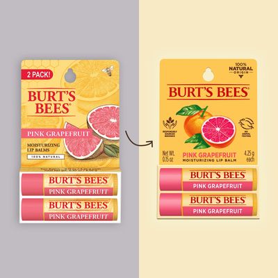 Burt's Bees Lip Balm Stocking Stuffers, Moisturizing Lip Care Christmas Gifts, Pink Grapefruit with Beeswax &amp; Fruit Extracts, Natural Origin Treatment (2-Pack)