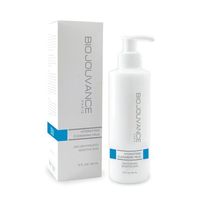 BIO JOUVANCE PARIS - Hydrating Cleansing Milk 8oz / 240ml - For Normal/Dry/Sensitive Skin | Gentle Face Wash &amp; Makeup Remover | Daily Facial Skin Care Treatment Regimen | Made in France