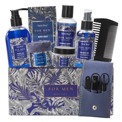 Birthday Gifts Spa Kit for Men Classic Perfume Scented Bath Gift Set and Shower Gift Basket for Men Personal Self Care Shaving Kit Mens Bath &amp; Beard Spa Gift Baskets Mens Gift Set men beauty kit