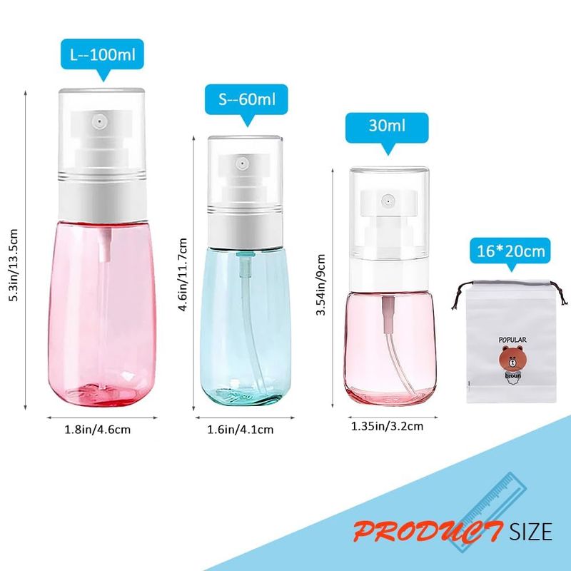 AMORIX Fine Mist Spray Bottle 30ml / 1 oz Spray Bottle Travel Refillable Cosmetic Sprayer for Essences Perfume HairSpray Skincare Makeup + Drawstring Bag(6 Pack)