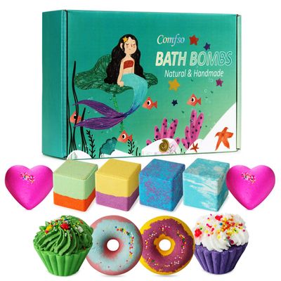 10 Bath Bombs for Kids, Bath Bomb Gift Set, Girls Bubble Bath Natural Bathbombs, Shea Butter Dry Skin Moisturize, Fizzy Spa for Her Mom Women Kid, Birthday Christmas Gifts