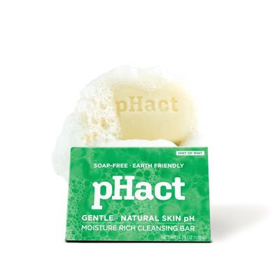 ANDREW LESSMAN pHact Moisture-Rich, Soap-Free Cleansing Bar Hint of Mint. Natural Skin pH. All Skin Types - Even Sensitive Skin. Hypoallergenic. Dermatologist Tested. 12-Pack 4.25 oz each