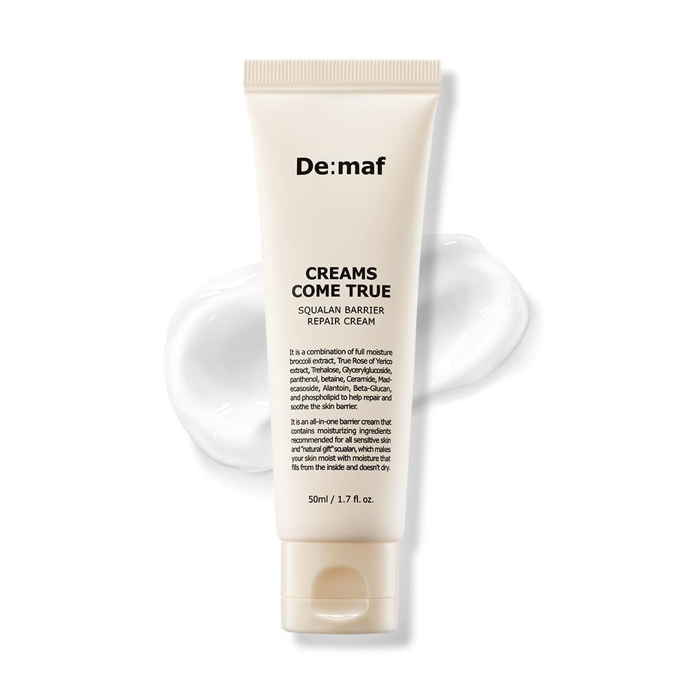 Creams Come True Squalane Barrier Repair Cream | Korean Face Moisturizer with Squalane Oil, Ceramides &amp; Panthenol | K Beauty Skincare for Glass Skin (1.7 fl oz)