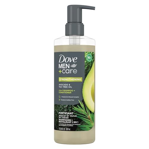 Dove Men+Care 2-in-1 Shampoo + Conditioner Avocado &amp; Tea Tree Oil for Strengthening Hair, with Vitamin E &amp; Mineral Complex, 17.5 oz