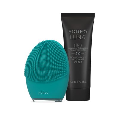 FOREO Gentelman&#39;s Choice LUNA 4 MEN Bundle - Face Cleansing Brush for Skin &amp; Beard + LUNA 2-in-1 Shaving Cream&amp;Foaming Face Cleanser, 3.4 oz - Men Firming Face Care - App-connected - USB-rechargeable