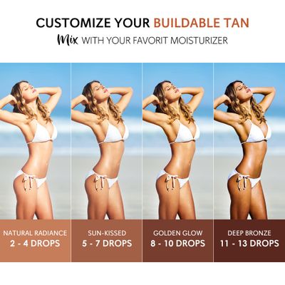 Glossiva Self Tanning Drops - Sunless Tan for a Sun-Kissed Bronze - Beauty Skin Self Tanner - Gradual Glow for Face and Body - Long-Lasting for a Week, 1.01 Fl Oz