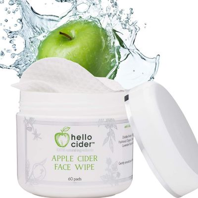 Apple Cider Vinegar Acne Face Toner Pads - Organic Tea Tree, Witch Hazel, Rose, Lavender. Cleanse, Tone, Hydrate, Calm &amp; Sooth. 60 pads. USA by Hello Cider