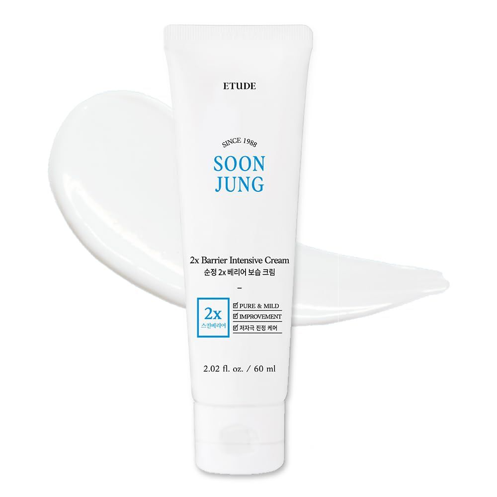 ETUDE House SoonJung 2x Barrier Intensive Cream 60ml (21AD) | Hypoallergenic Shea Butter Hydrating Facial Cream for Sensitive Skin, Water-oil Balance &amp; Panthenol for Damaged Skin | K-beauty