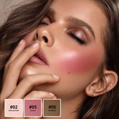 3Pcs Cream Contour Stick Makeup Kit, Shades with Highlighter Stick,Blush Stick and Bronzer Stick for Sculpt the Cheeks, Long Lasting, Waterproof, Dewy & Matte Finish, LIGHT MEDIUM (#02,05,06)