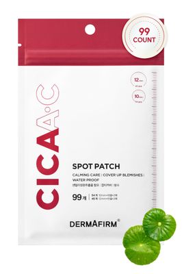 DERMAFIRM CICA A.C Spot Patch - Korean Skin Care Pimple Patches for Face w/ Centella Asiatica - Invisible Vegan Hydrocolloid Pimple Patches - Water Resistant Hydrocolloid 10mm &amp; 12mm (99EA)
