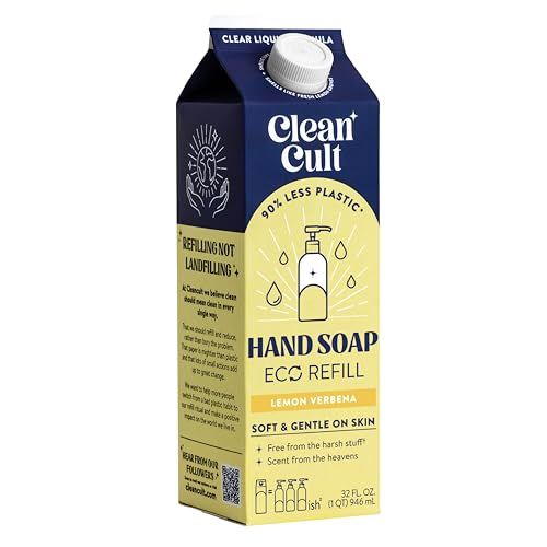 Cleancult Liquid Hand Soap Refill - Lemon Verbena - Moisturizes Dry &amp; Sensitive Skin - Made with Aloe Vera &amp; Essential Oils - Eco Friendly - Paper-Based Packaging - 32 oz/1 Pack