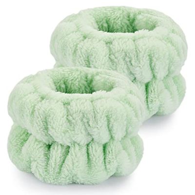 Dorbetar 2 Pcs Wrist Bands for Washing Face, Microfiber Wrist Towels for Washing Face, Spa Wristbands for Washing Face, Face Wash Wristbands, Arm Bands for Washing Face for Woman and ChildrenGreen