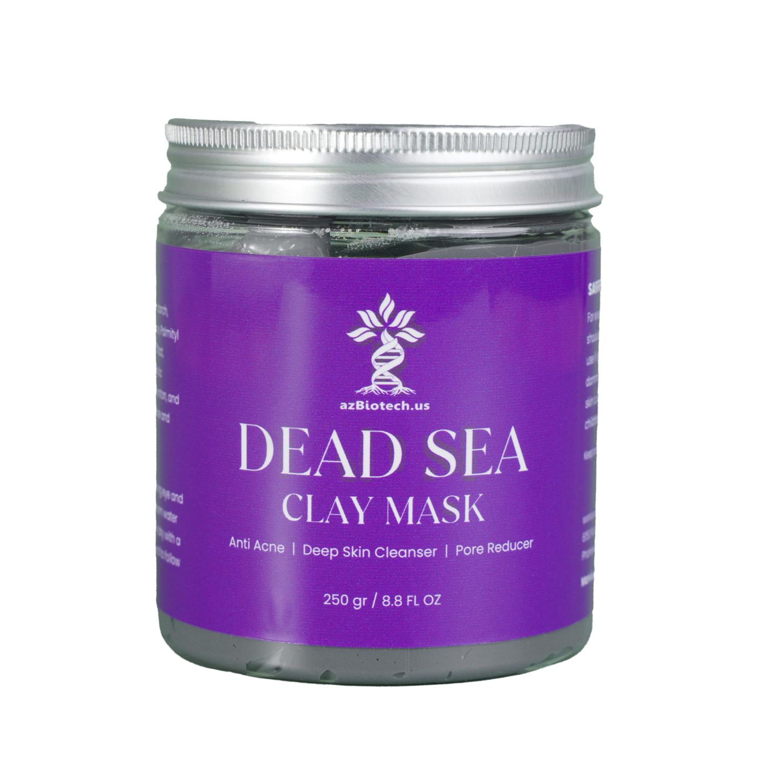 AZ BIOTECH Dead Sea Clay Mask for Face and Body - Natural Skin Care for Women and Men - Best Facial Cleansing Clay, Anti Acne, Deep Skin Cleanser, Pore Reducer - 8.8 fl. Oz