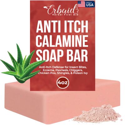 Calamine Soap Bar for Itching - All Natural Instant Itch Relief - Calming Calamine Soap for Itchy Skin, Insect Bite, Eczema, Poison Ivy Rash, Chicken Pox - Pure Raw Anti-Itch Body Wash Made in USA