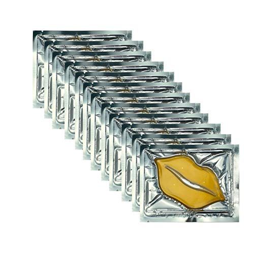 Adofect 30 Pieces Collagen Crystal Gold Lip Care Gel Masks, Collagen Crystal Lip Pads, Greate For Moisturizing Lips, Remove Dead Skin, Anti Chapped, Anti-Aging &amp; Plump Your Lips