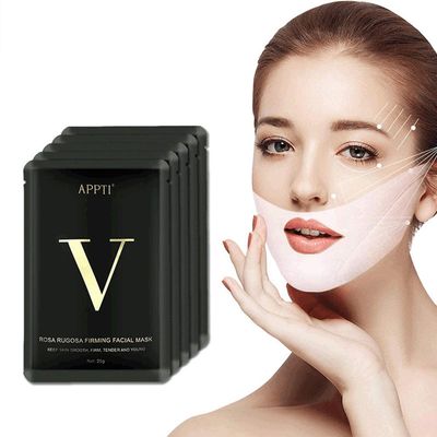 APPTI Double V Shape Chin Reducer Face Lifting Mask, Firming Tightening Facial Mask Chin Up Patch V Line Lifting Mask for Women Men Face and Neck Slimmer 5 Pieces