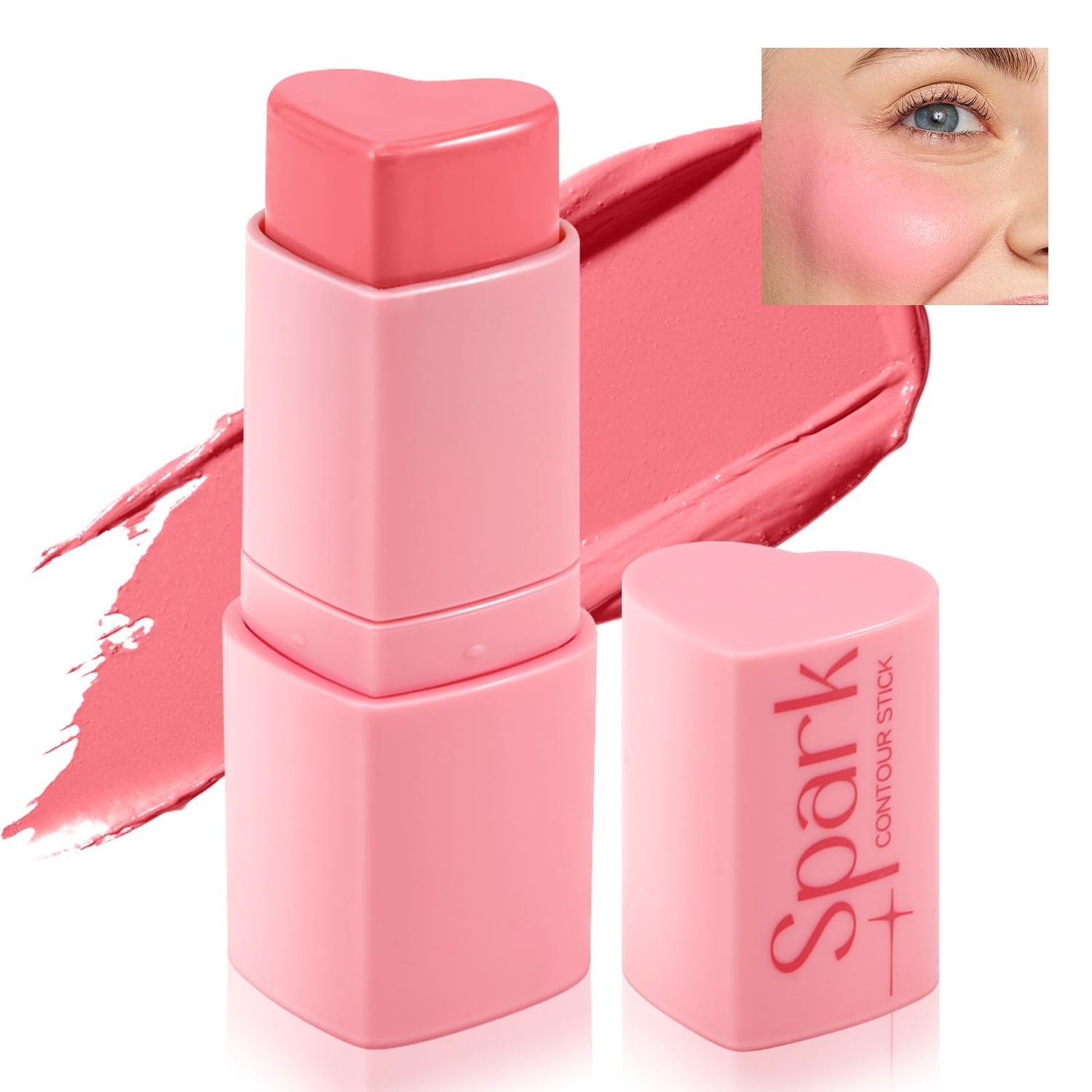 Boobeen Blush Cream Contour Stick, Multi-Use Makeup Blusher for Cheeks, Blendable, Lightweight Long-lasting Color Natural Blush Makeup Stick for Eyes Lips and Face, Matte and Dewy Finish