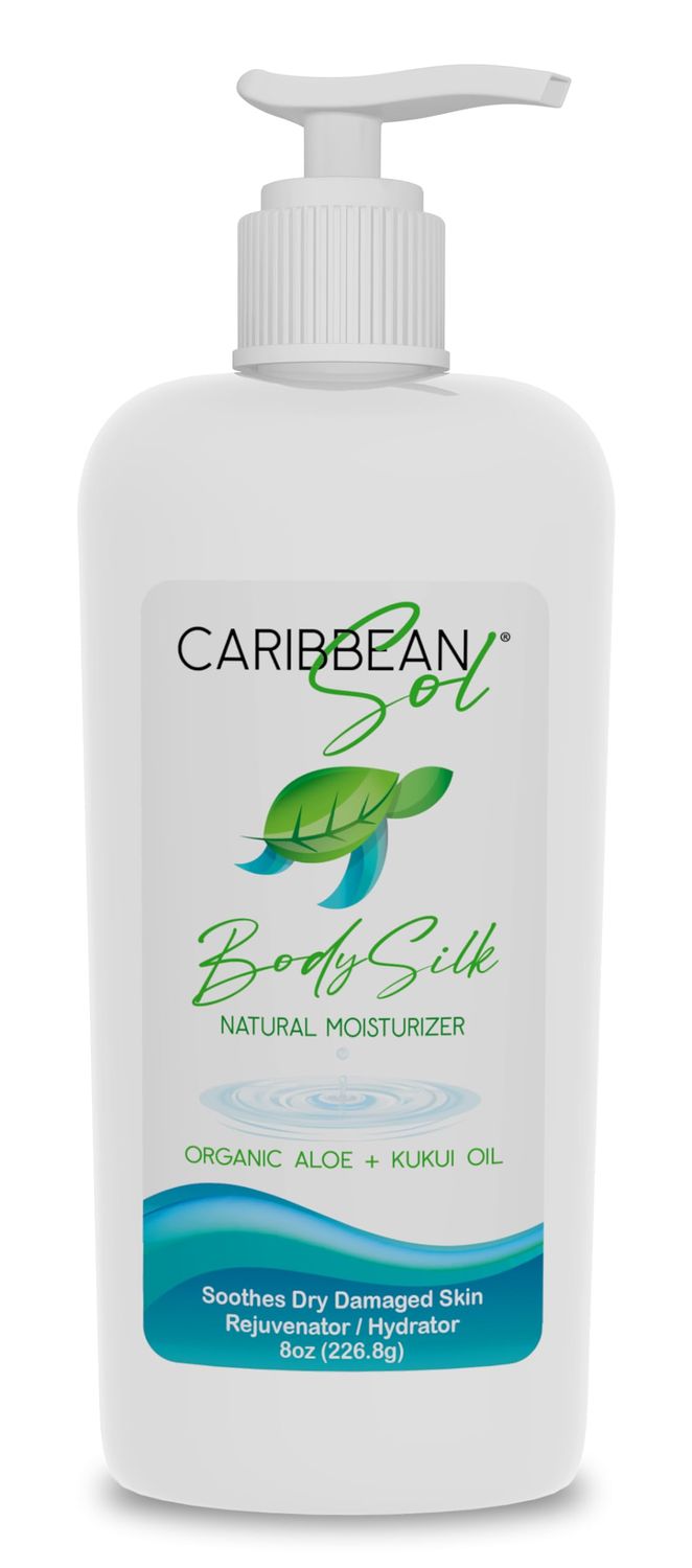 Caribbean Sol - Kukui Body Silk After Sun Lotion - Organic Aloe Vera Gel Sunburn Relief After Tan Lotion - Sun Burn Care Moisturizer 8oz.