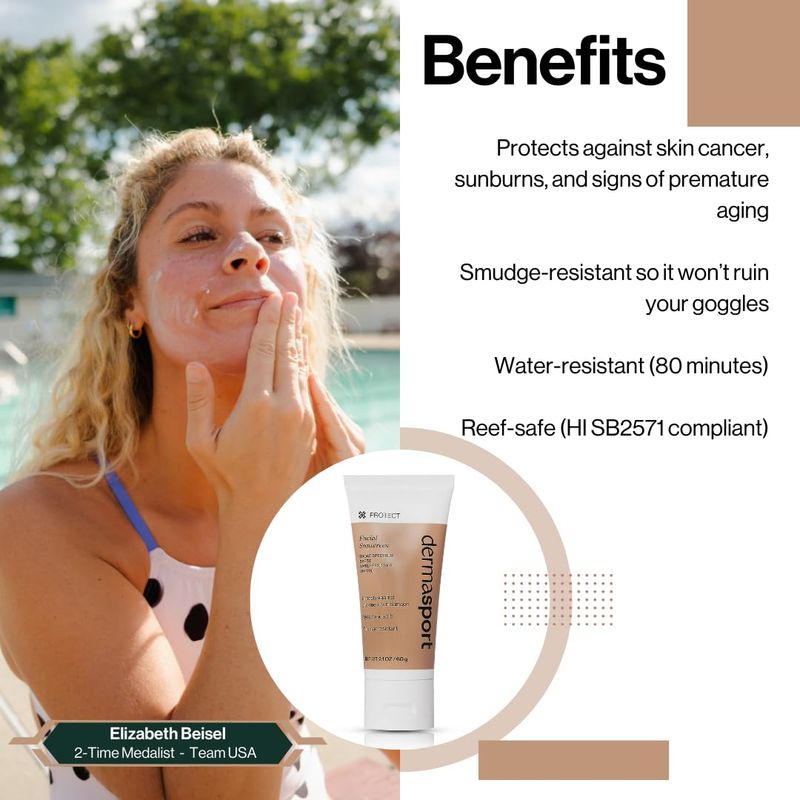 Dermasport Skin Care Set for Swimmers: SPF 50 Sport Face Sunscreen &amp; Gentle Facial Cleanser - Essential Duo for Pre and Post-Swim Protection &amp; Nourishment, Designed for Smooth, Youthful Skin