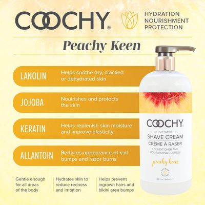 Coochy Intimate Shaving Cream | Shave Conditioner &amp; Moisturizer for Face &amp; Body | Ideal for Sensitive Skin Care, Anti-Bump | Peachy Keen, 32 oz