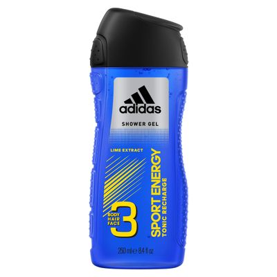 Adidas 3in1 (Body Hair Face) Shower Gel Shampoo Sport Energy 250 ml / 8.4 oz
