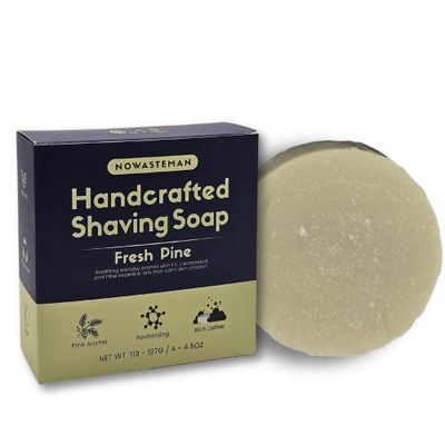 Handcrafted Fresh Pine Shaving Soap Bar - Rich Luxurious Lather | Skin Nourishing Formula with Cedar, Coconut Oil &amp; Aloe Vera | - All-Natural, Skin-Friendly