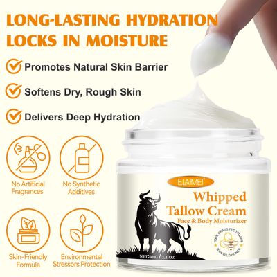 Beef Tallow and Honey Cream for Skin, Moisturizer Cream, Whipped Tallow Cream for Smooth Nourishing Face & Body, Natural Beef Tallow Balm for Skin Care, Beef Tallow, Butter and Honey Balm, 2 OZ