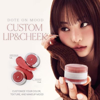Heart Percent Dote On Mood Custom Lip &amp; Cheek, Matte (Fog Pot) + Glow (Shine Balm) Dual Type Multi-use Blush &amp; Lip Tint [#04. Soft Pink]