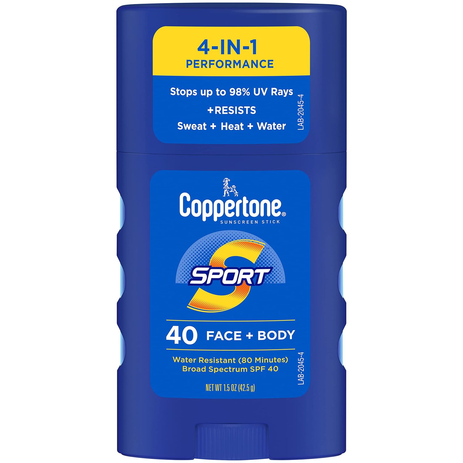 Coppertone Sport Sunscreen Stick, SPF 40 Sunscreen, Travel Size Sunscreen for Face and Body, 1.5 Oz