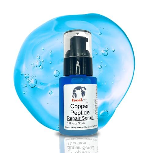 Blue Copper Peptide Rejuvenating Serum, Reduces Wrinkles &amp; Fine Lines, Improves Elasticity, Repairs Sun Damage &amp; Hyaluronic Acid