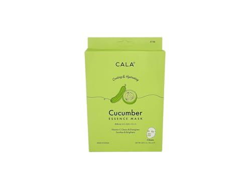 CALA Cucumber Essence Full Face Facial Mask Sheets - 5 Pieces, Made in Korea