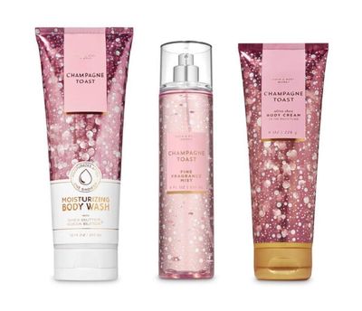 Bath and Body Works - Champagne Toast - 3 pc. Gift Set - Moisturizing Body Wash, Fine Fragrance Mist and Ultra Shea Body Cream - (2019 Edition)