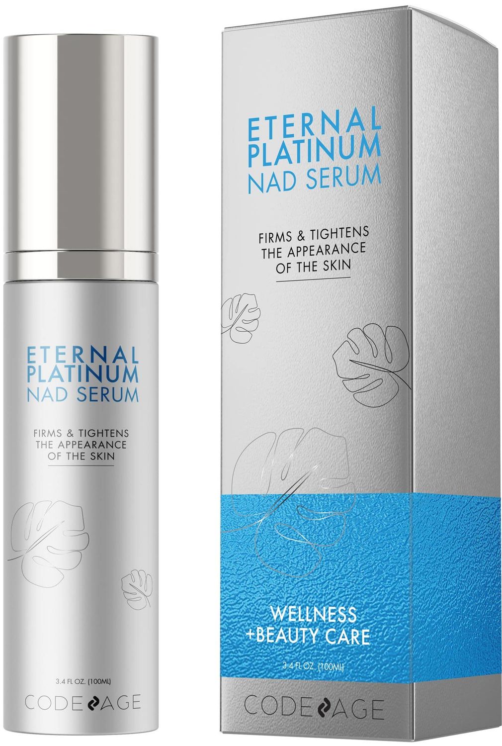 Eternal Platinum NAD Serum, Resveratrol, Niacinamide, Collagen, Vitamin C &amp; E, Aloe Vera, English Lavender, Nicotinamide Aging NAD Booster Skin Care Face Moisturizing Wrinkles Firming, 3.4 FL. Oz.