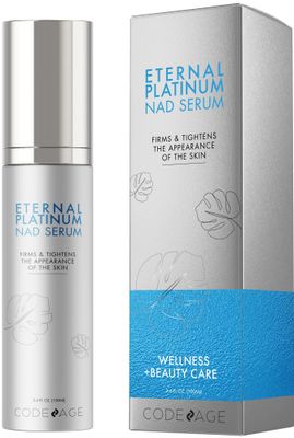 Eternal Platinum NAD Serum, Resveratrol, Niacinamide, Collagen, Vitamin C &amp; E, Aloe Vera, English Lavender, Nicotinamide Aging NAD Booster Skin Care Face Moisturizing Wrinkles Firming, 3.4 FL. Oz.