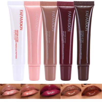 Aseawave 5 Colors Hydrating Lip Glow Oil, Ribbon, Toast, Raspberry jelly, Espresso, White Tinted Lip Oil Gloss, Moisturizing, Hydrating, Nourishing Lip Care Oil for Naturally Plump, Pillowy-soft Lips