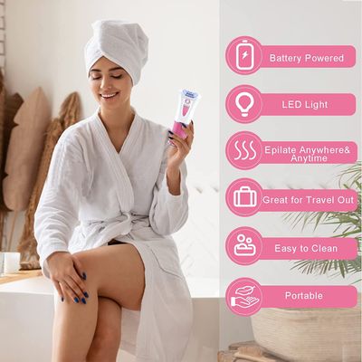 Glabrouse Skin Epilator, Epilators Hair Removal for Face, Epilators with LED Light, Cordless Hair Removal Device, Epilator for Women, Facial Hair Removal for Bikini Arm Legs Armpits