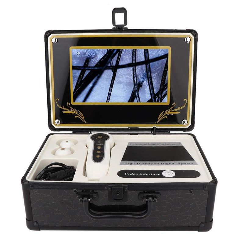 Hair Analyzer Machine, Hair Scalp Skin System Skin Oil and Analysis LCD Screen Hair Skin Analyzer Machine 50X 200X Skin Hair Scalp Detector Analyzer Microscope Skin Care Tool(US)